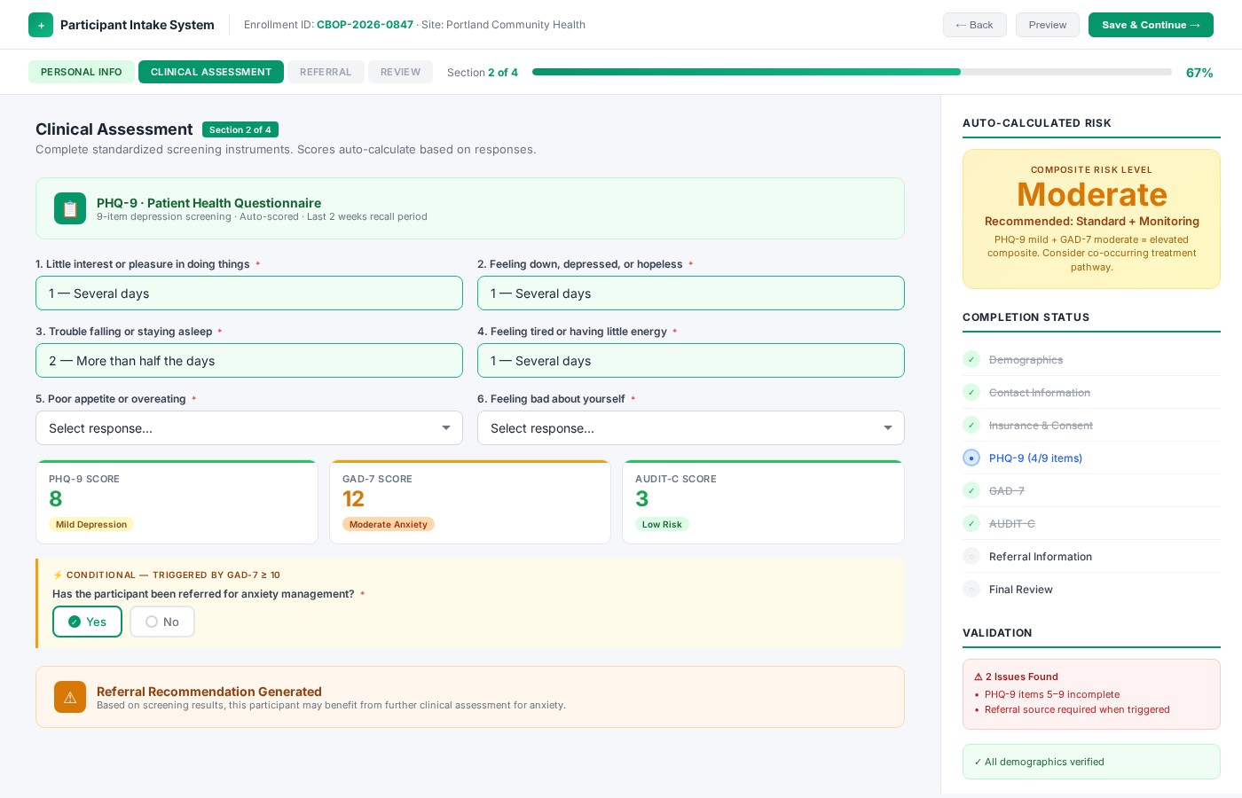 Data collection mockup